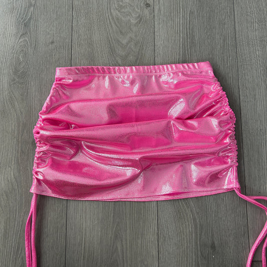 Pink Iridescent Double Ruched Skirt