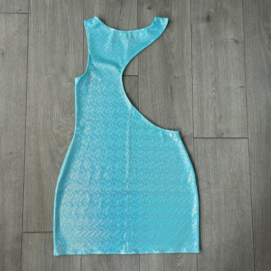 Blue Sparkle Cut Out Dress