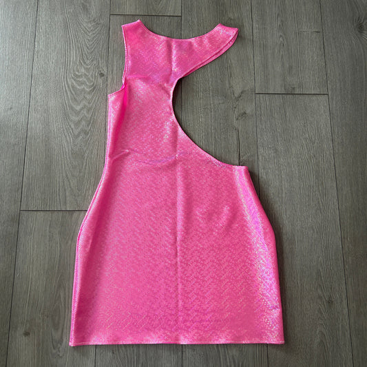 Barbie Pink Sparkle Cut Out Dress - Size 12