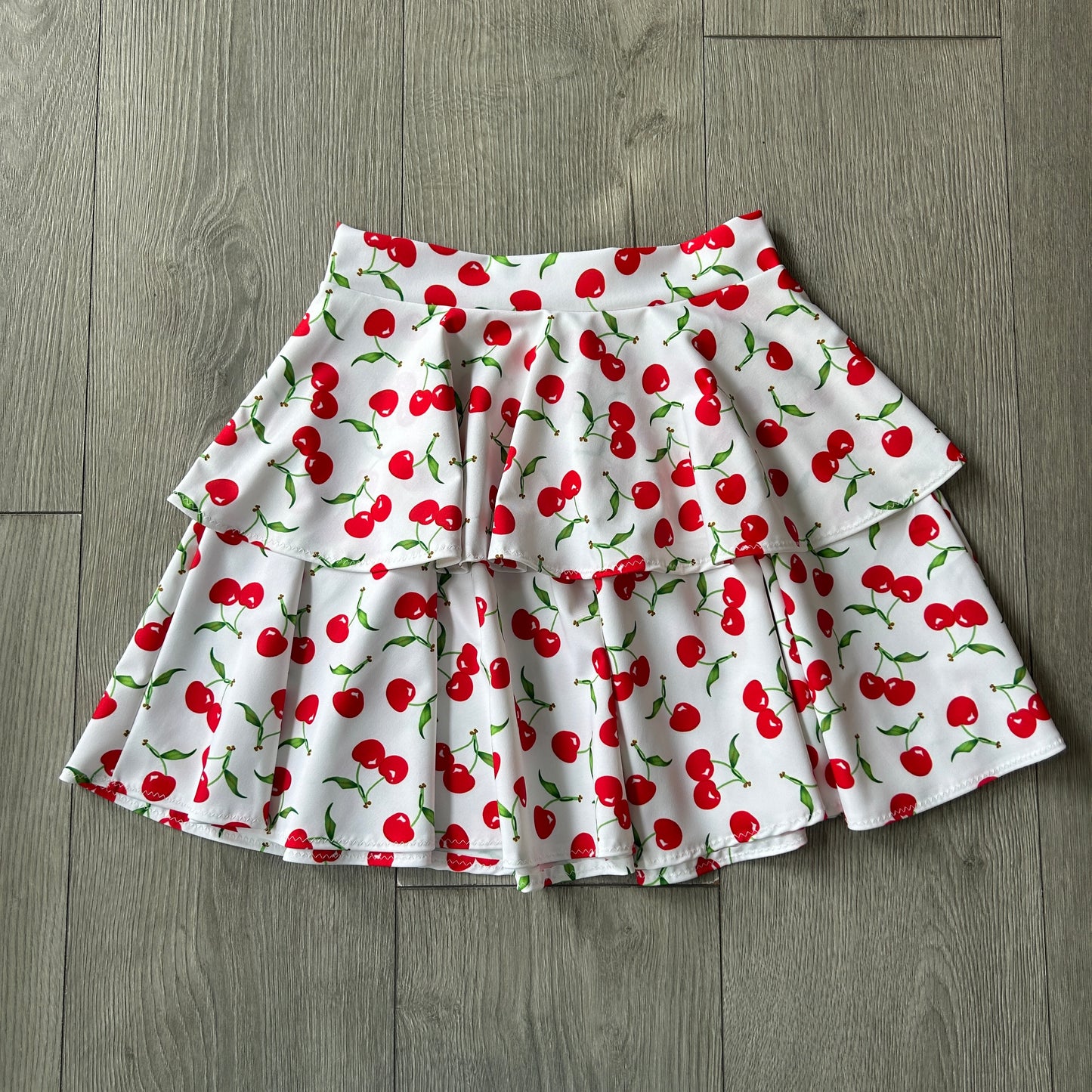 White Cherry Double Tiered Skirt