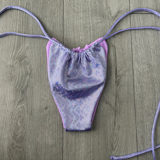 Purple Sparkle String Bikini Bottoms Medium Coverage - Size 10