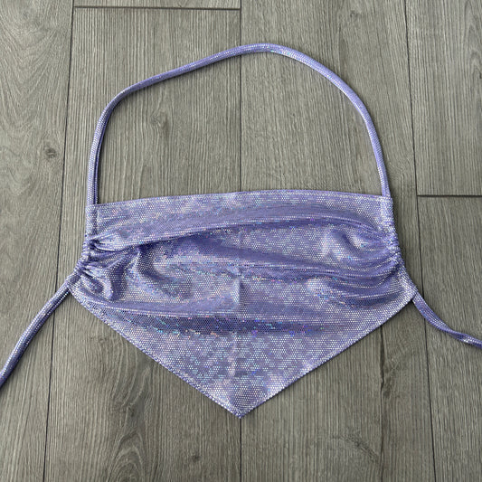 Purple Sparkle Handkerchief Halterneck Top