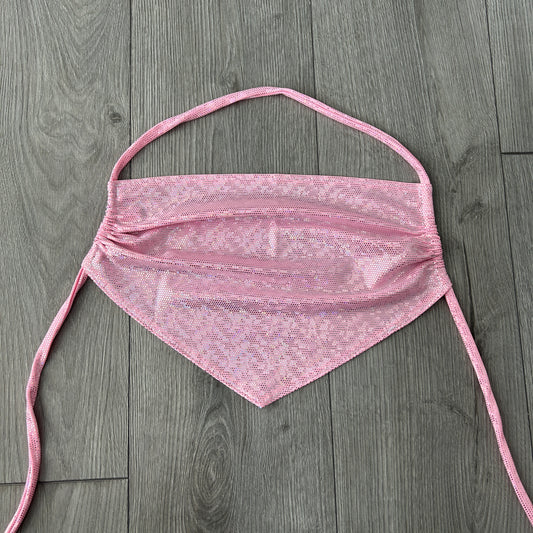 Pink Sparkle Handkerchief Halterneck Top