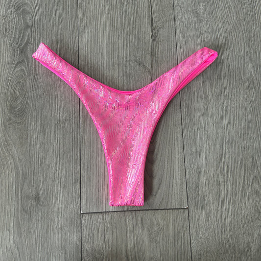 Barbie Pink Sparkle Dip Waist Bikini Bottoms Thong Coverage