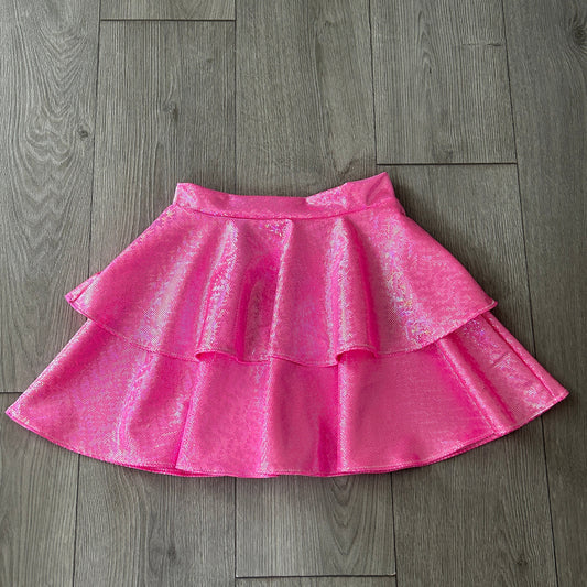 Barbie Pink Sparkle Double Tiered Skirt - Size 10