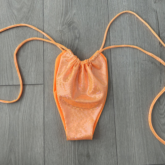 Orange Sparkle String Bikini Bottoms Medium Coverage
