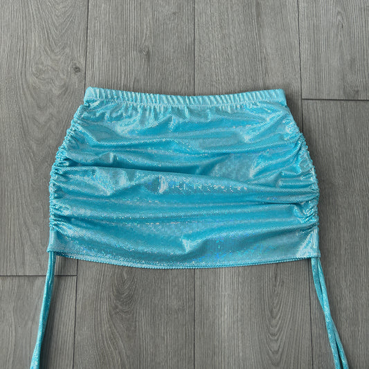 Blue Sparkle Double Ruched Skirt