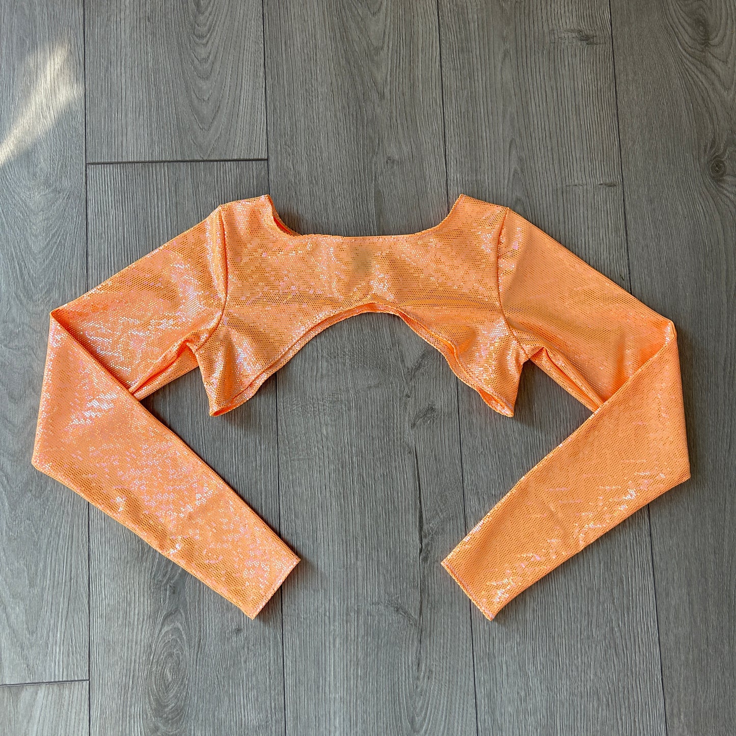 Orange Sparkle Extreme Crop Top Long Sleeve