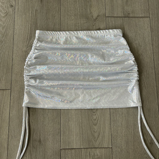 Silver Sparkle Double Ruched Skirt - Size 8