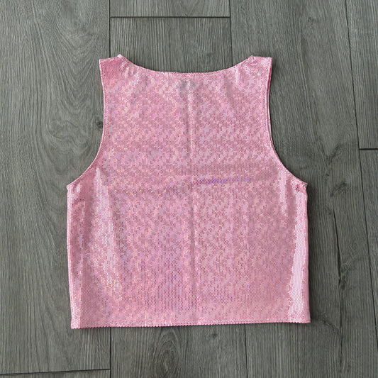 Pink Sparkle Racer Top