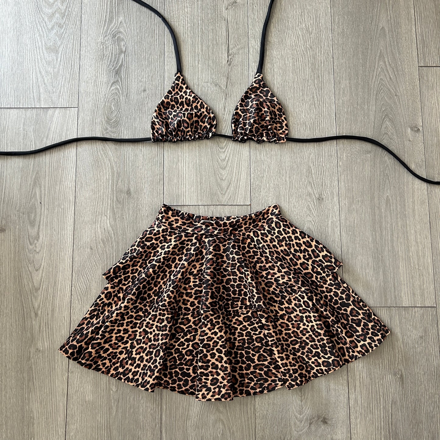 Leopard Double Tiered Skirt and Triangle Top - Size 8