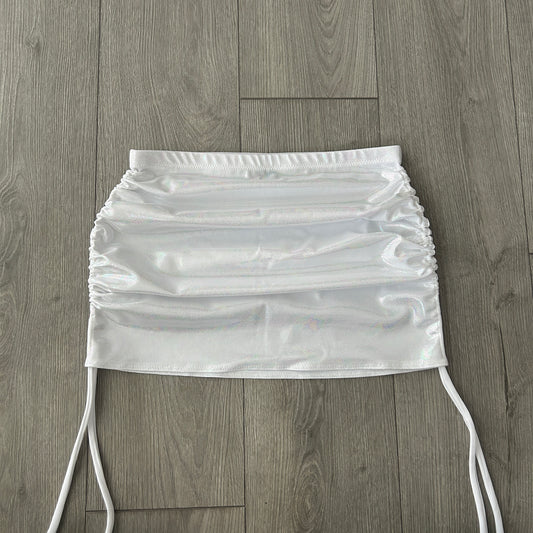 White Pearl Iridescent Double Ruched Skirt