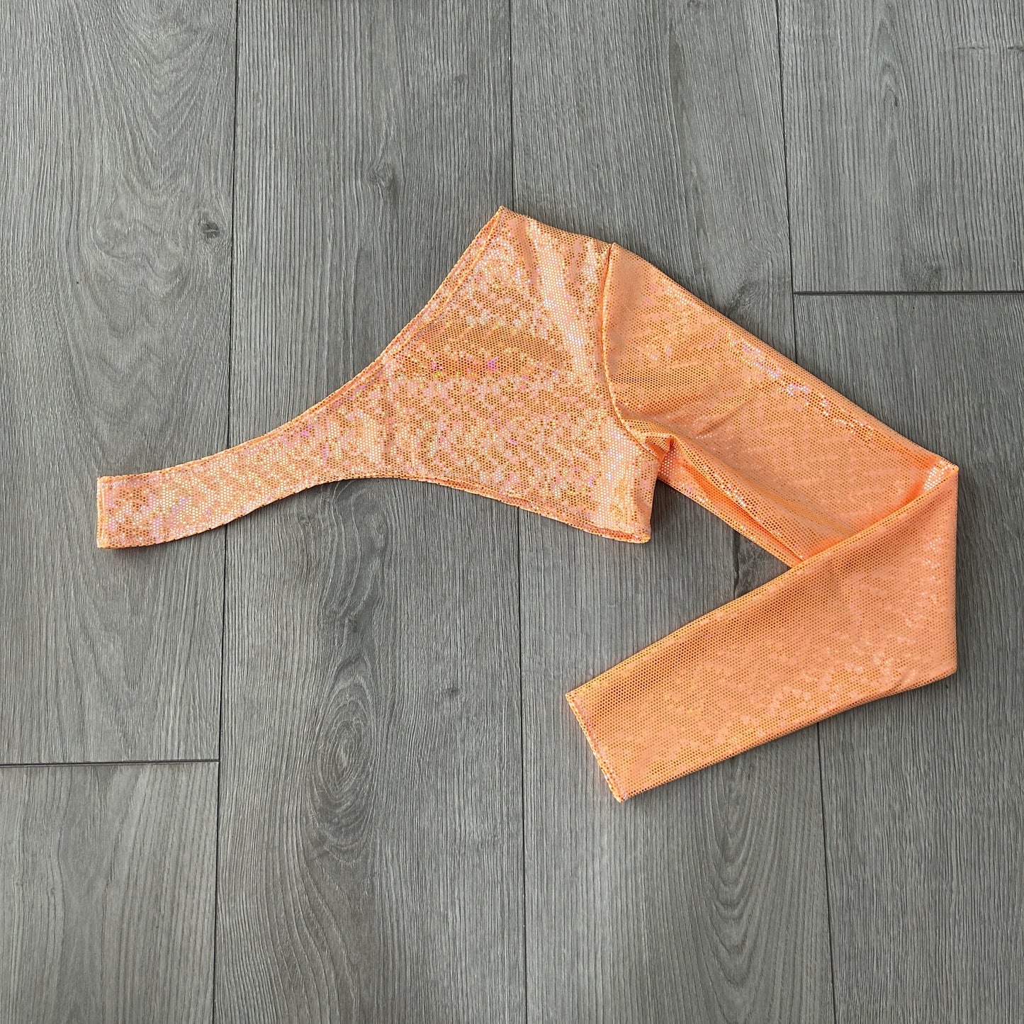 Orange Sparkle Extreme Crop Top One Long Sleeve