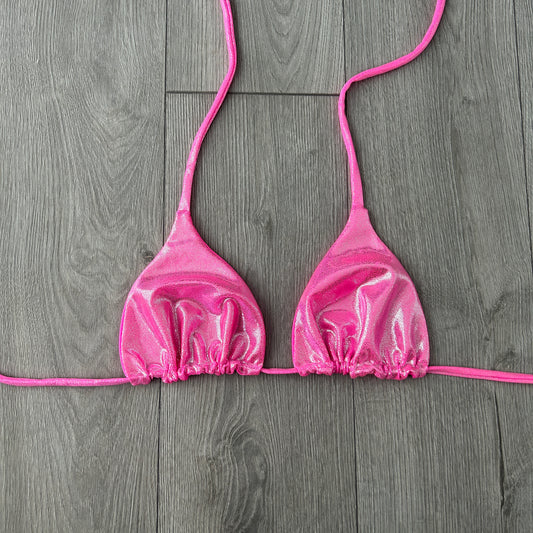 Pink Iridescent Triangle Bikini Top