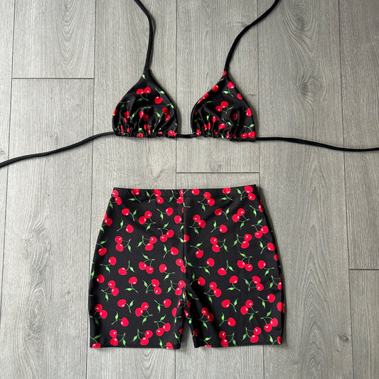 Black Cherry Triangle Bikini Top and Shorts Size 10