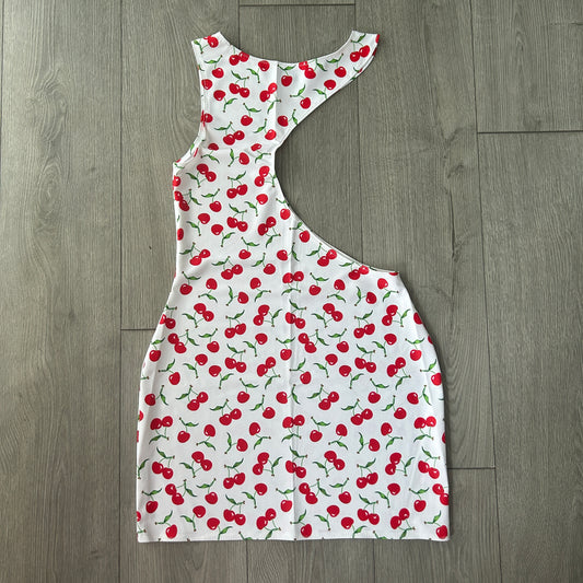 White Cherry Cut Out Dress