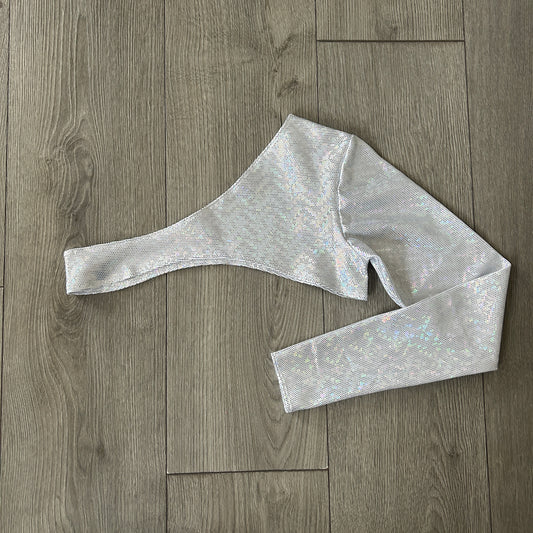 Silver Sparkle Extreme Crop Top One Long Sleeve