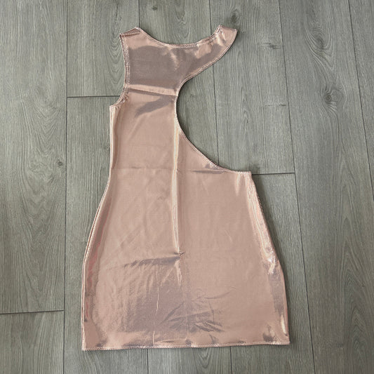 Champagne Sparkle Cut Out Dress - Size 12