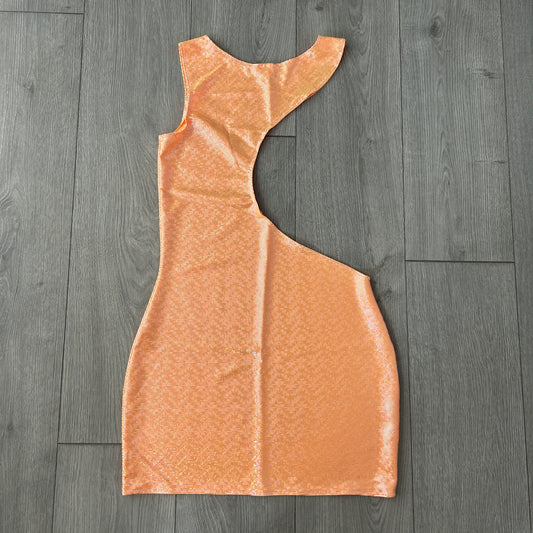 Orange Sparkle Cut Out Dress
