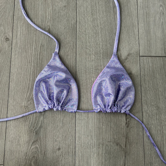 Purple Sparkle Triangle Bikini Top