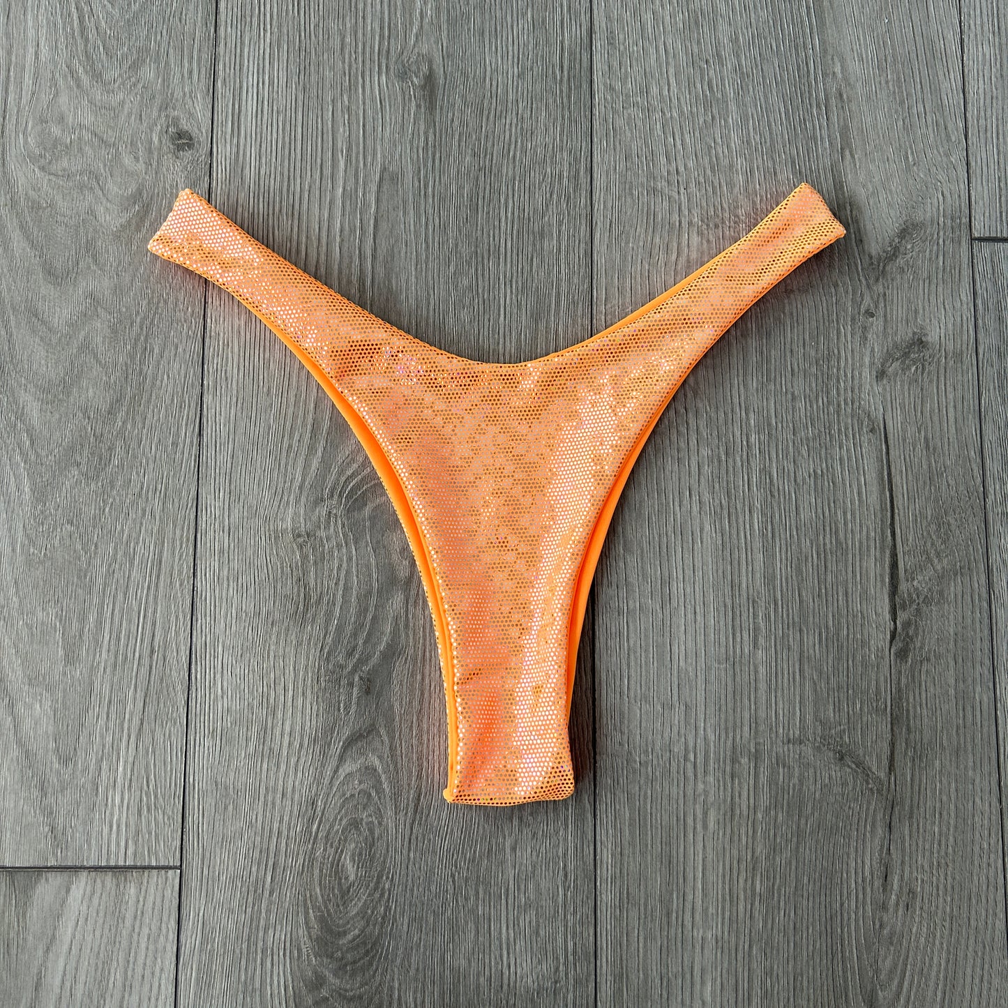 Orange Sparkle Dip Waist Bikini Bottoms Thong Coverage