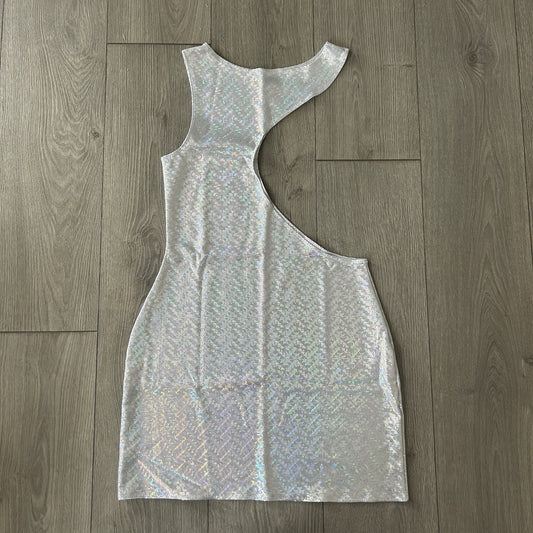 Silver Sparkle Cut Out Dress