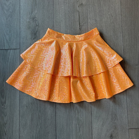 Orange Sparkle Double Tiered Skirt