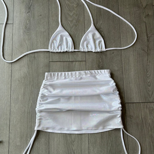 White Cherry String Bikini Bottoms and Triangle Bikini Top – flareeuk